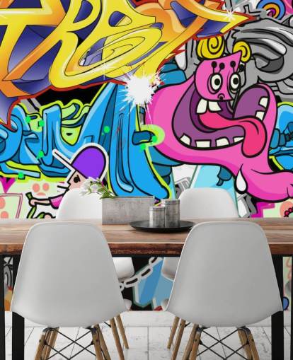 Cartoon Graffiti Wall Art Mural
