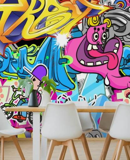 Cartoon Graffiti Muurschildering Cartoon Graffiti Muurschildering