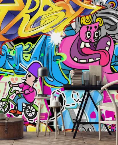Cartoon Graffiti Wall Art Mural