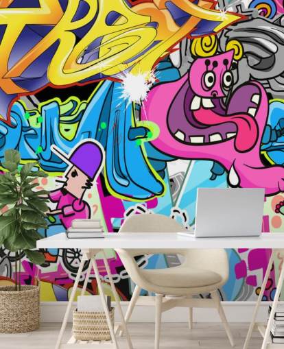Cartoon Graffiti Wall Art Mural