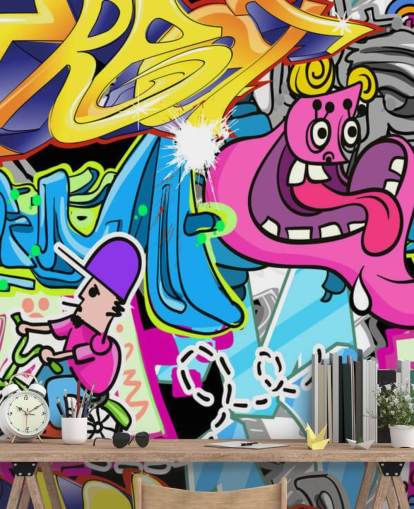 Cartoon Graffiti Wall Art Mural