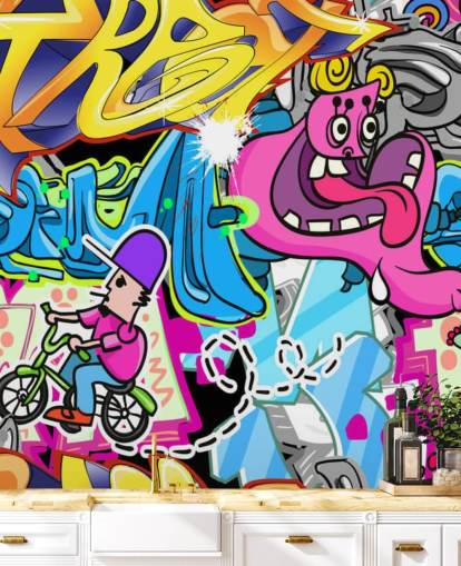 Cartoon Graffiti Wall Art Mural