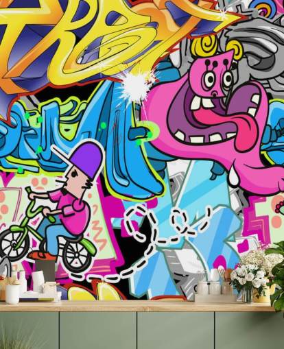 Cartoon Graffiti Muurschildering