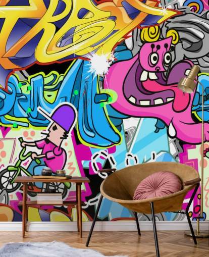 Cartoon Graffiti Wall Art Mural