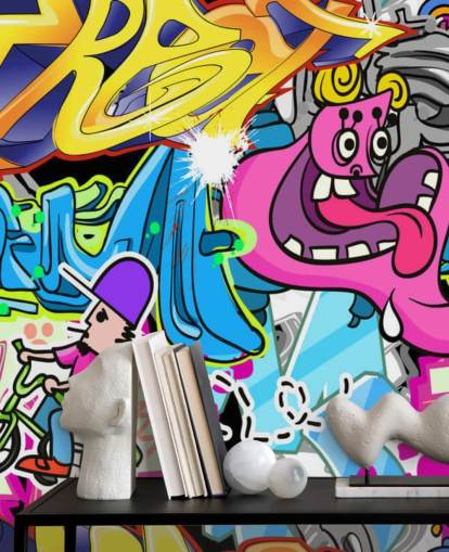 Cartoon Graffiti Wall Art Mural