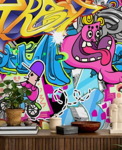 Cartoon Graffiti Muurschildering