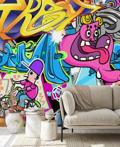 Papier Peint Fresque Graffiti Cartoon Papier Peint Fresque Graffiti Cartoon