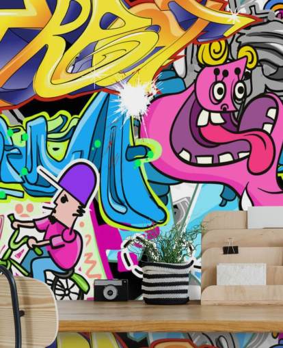 Tegneserie Graffiti Wall Art Mural