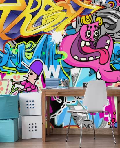 Tegneserie Graffiti Vægmaleri