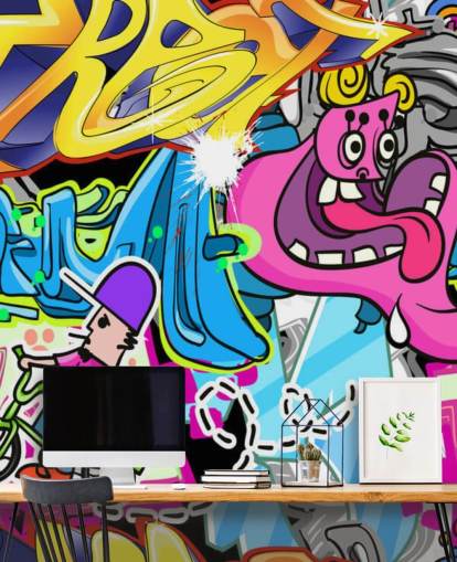 Cartoon-Graffiti-Wandbild