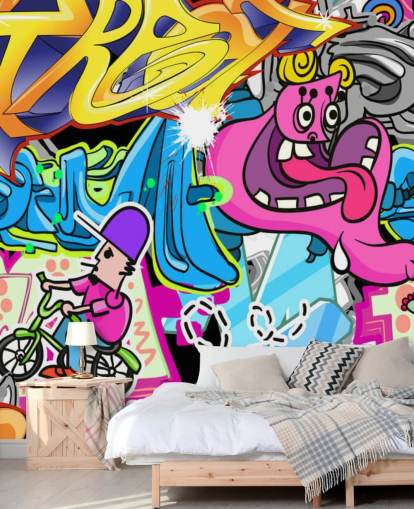 Mural Grafiti de dibujos animados