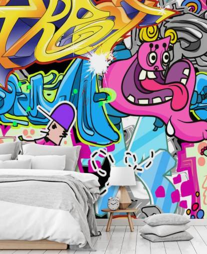 Cartoon-Graffiti-Wandbild