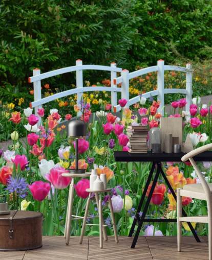 Buntes Gartentapetenwandbild namens Keukenhof Tulips für Esszimmer und Schlafzimmer