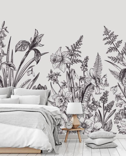 black and white floral illustration wallpaper black and white floral illustration wallpaper