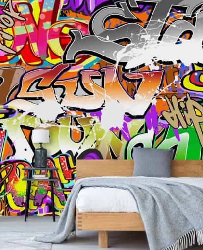 carta da parati murale con graffiti colorati chiamata Urban Graffiti Art per camere da letto