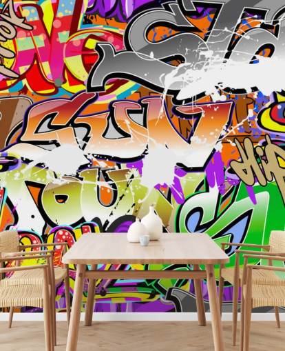 fargerikt graffiti tapet veggmaleri kalt Urban Graffiti Art for soverom fargerikt graffiti tapet veggmaleri kalt Urban Graffiti Art for soverom