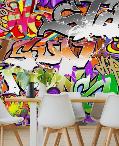 mural de papel de parede de grafite colorido chamado Urban Graffiti Art para quartos mural de papel de parede de grafite colorido chamado Urban Graffiti Art para quartos