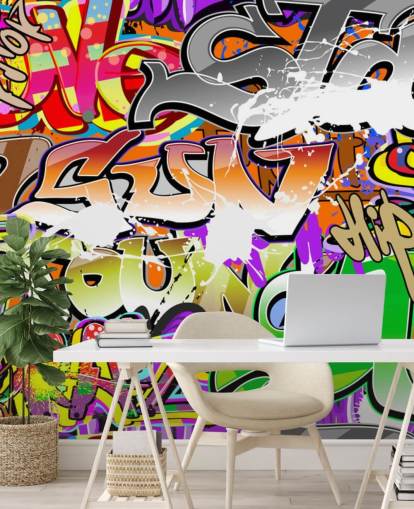colourful graffiti wallpaper mural called Urban Graffiti Art for bedrooms