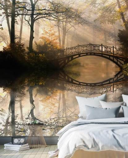 personalisierbares Herbstsee-Wandbild mit dem Titel Alte Brücke im Herbst personalisierbares Herbstsee-Wandbild mit dem Titel Alte Brücke im Herbst