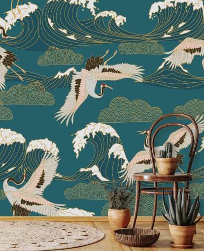 vaaleanpunainen ja valkoinen nosturit sinivihreä vihreä valtameri tausta taustakuva