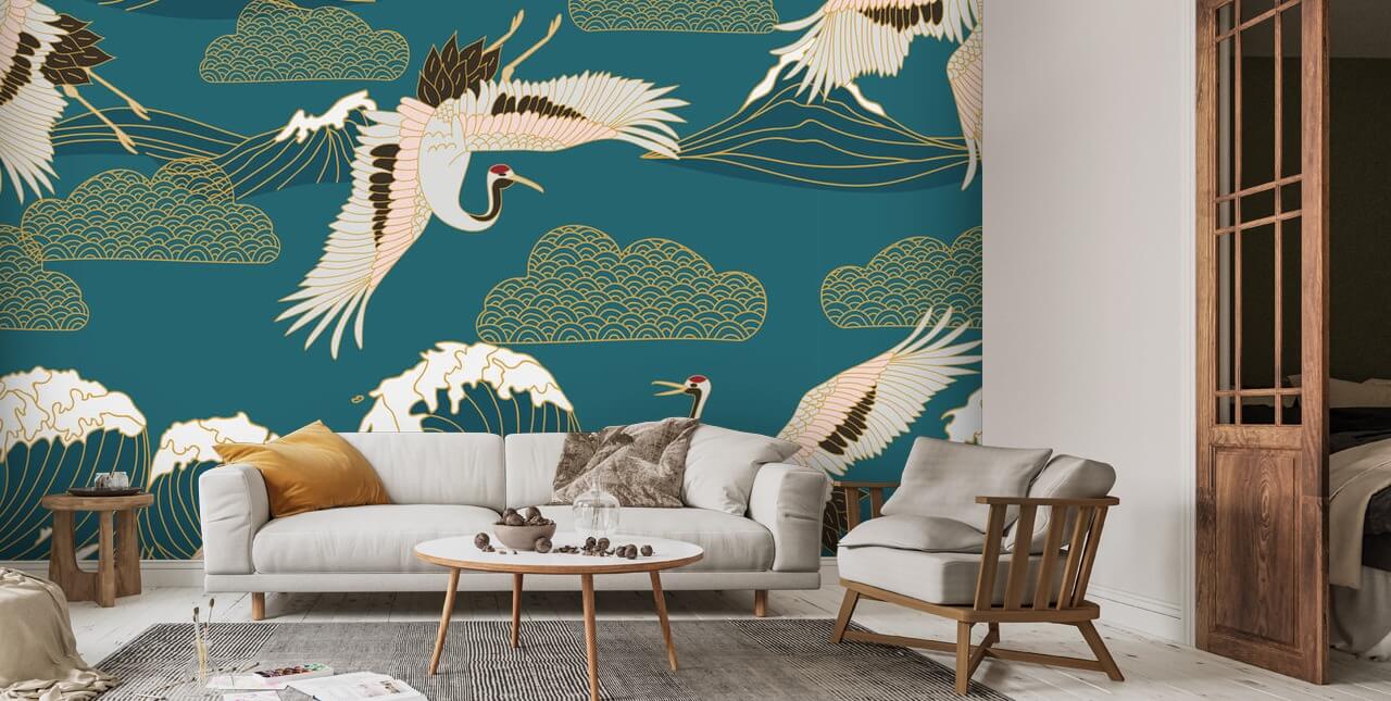 Ocean Cranes Wallpaper | Wallsauce UK