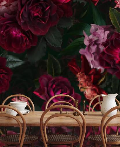 papel de parede flor rosa escuro papel de parede flor rosa escuro