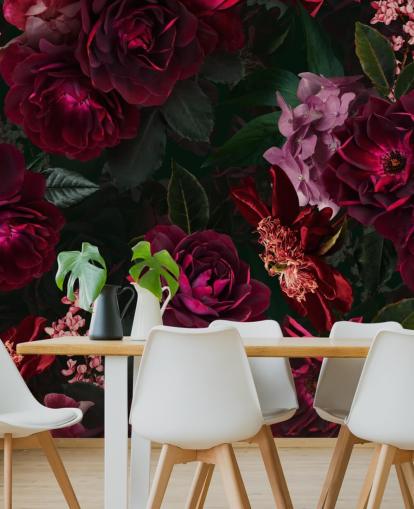 papel de parede flor rosa escuro