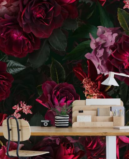 mørk rosa blomst tapet