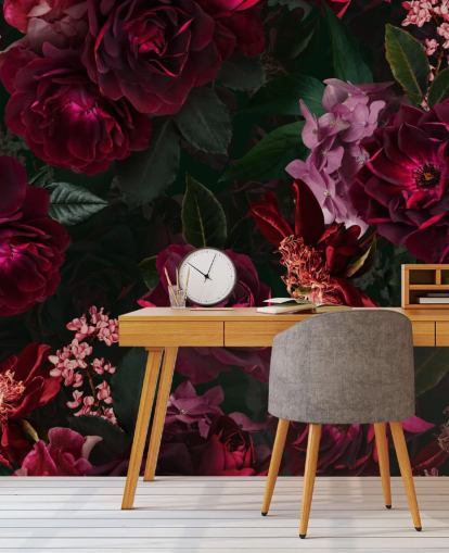 mørk rosa blomst tapet