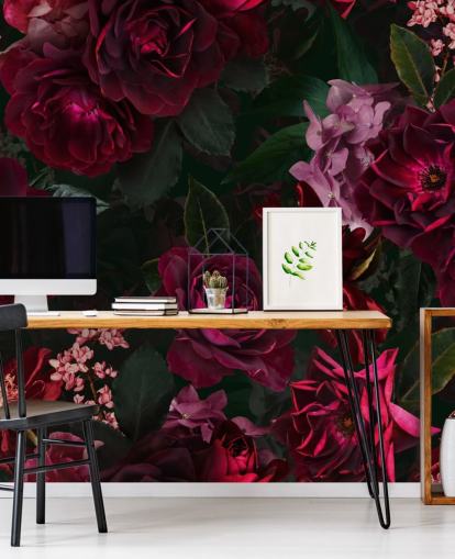 papel pintado flor rosa oscuro papel pintado flor rosa oscuro