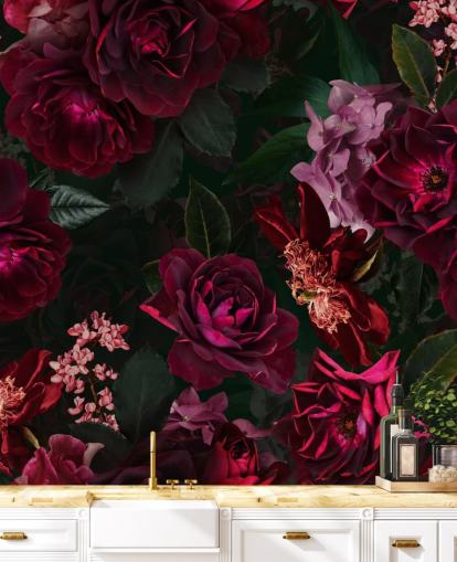 papel pintado flor rosa oscuro