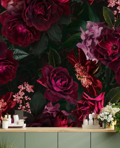 carta da parati fiore rosa scuro