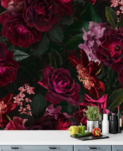 papel de parede flor rosa escuro