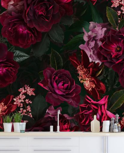 papel de parede flor rosa escuro