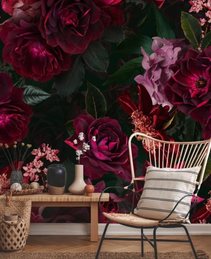 papel pintado flor rosa oscuro