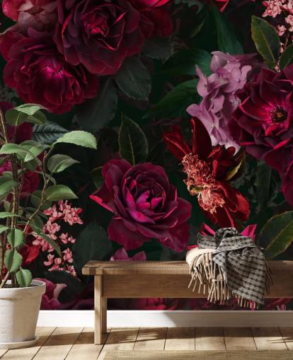 papel de parede flor rosa escuro