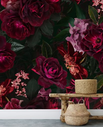 papel de parede flor rosa escuro