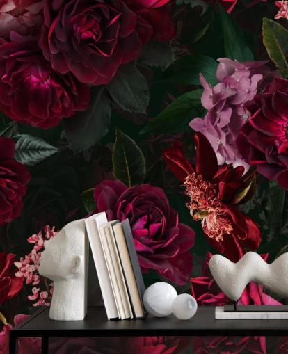 mørk rosa blomst tapet