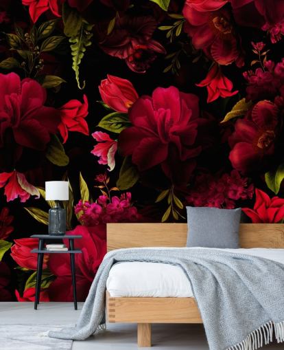 romantische rote Blumentapete romantische rote Blumentapete