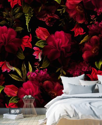 romantic red floral wallpaper romantic red floral wallpaper