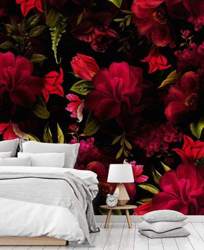 papel pintado floral rojo romántico papel pintado floral rojo romántico
