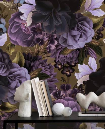 dark purple and light purple peony flowers on khaki green background wallpaper dark purple and light purple peony flowers on khaki green background wallpaper