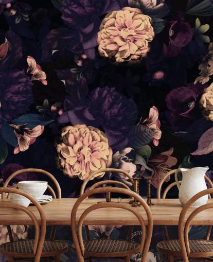 mörkrosa och marin lövverk med ljusrosa nejlika blommor tapeter mörkrosa och marin lövverk med ljusrosa nejlika blommor tapeter