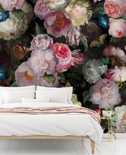 fiori rosa su sfondo scuro carta da parati