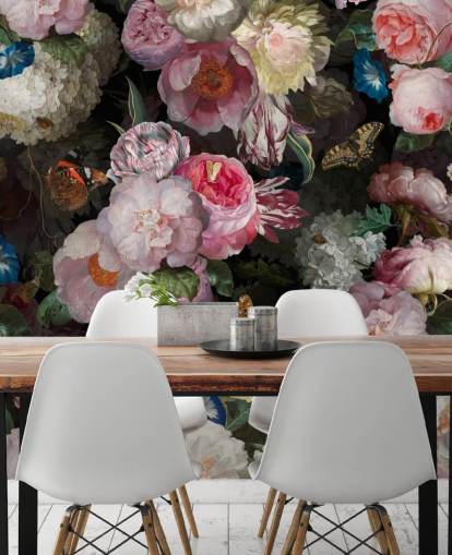 papel tapiz de flores rosadas sobre fondo oscuro