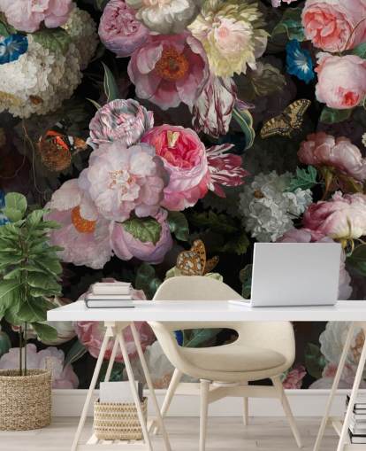 papel tapiz de flores rosadas sobre fondo oscuro papel tapiz de flores rosadas sobre fondo oscuro