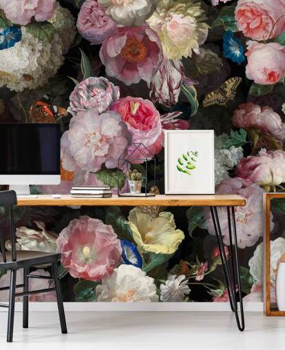 lyserøde blomster på mørk baggrund tapet lyserøde blomster på mørk baggrund tapet