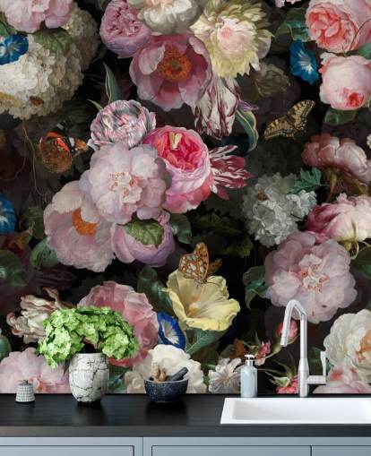 fiori rosa su sfondo scuro carta da parati