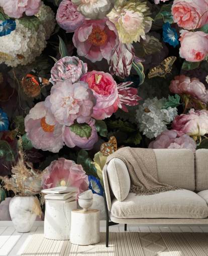 lyserøde blomster på mørk baggrund tapet lyserøde blomster på mørk baggrund tapet