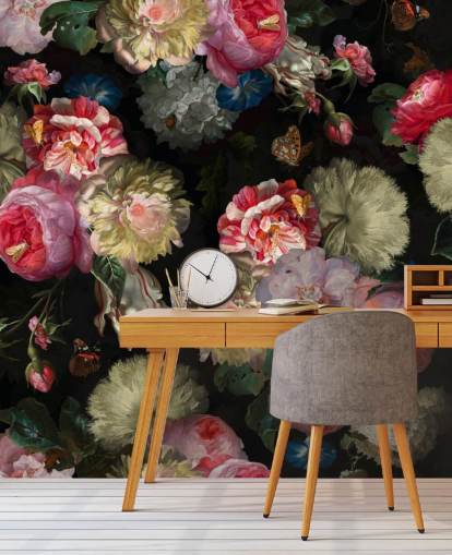 rosa ros och fjäril mörk blommig tapeter rosa ros och fjäril mörk blommig tapeter